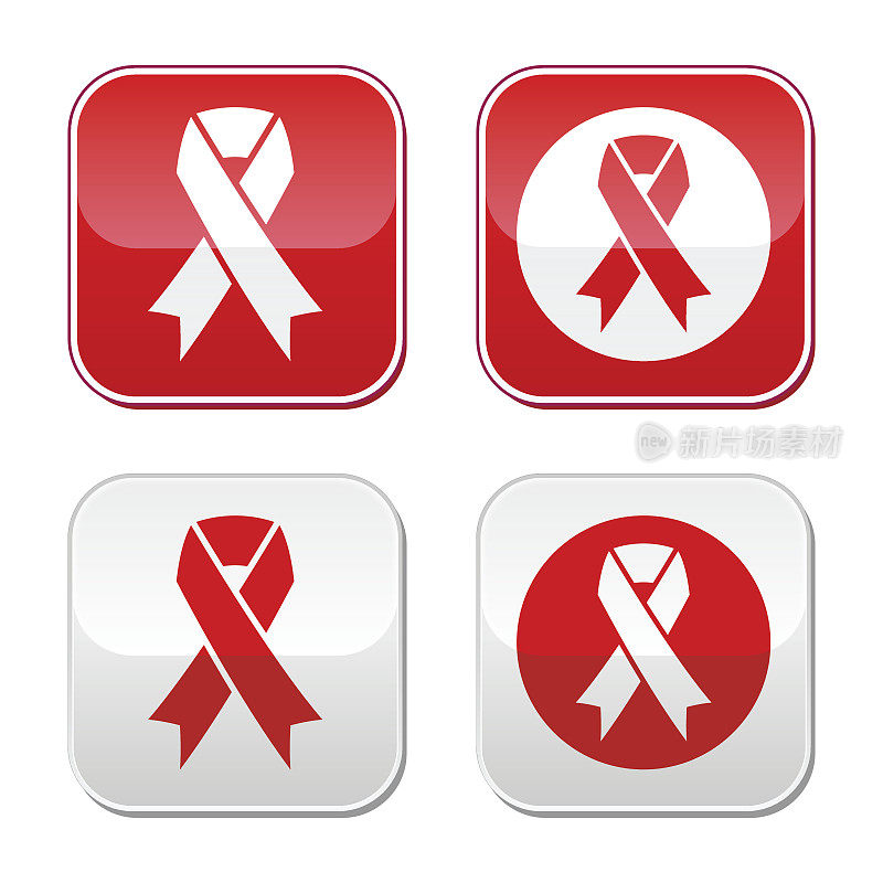 红丝带-爱滋病、爱滋病毒、心脏病、中风的警示标志