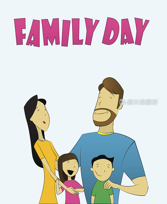 幸福家庭:爸爸、妈妈、儿子、女儿。