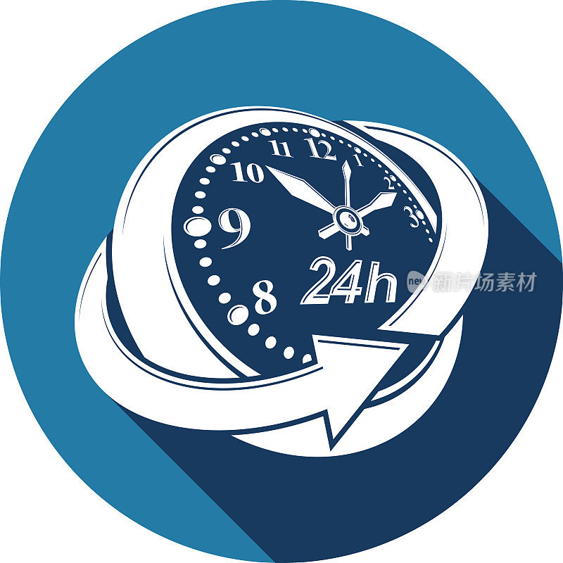 图形网矢量24小时计时器，24小时象形文字。业务时间管理说明。