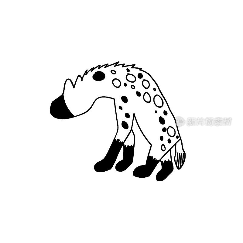 鬣狗朋克，手绘矢量图。
