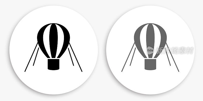 热气球黑色和白色圆形图标