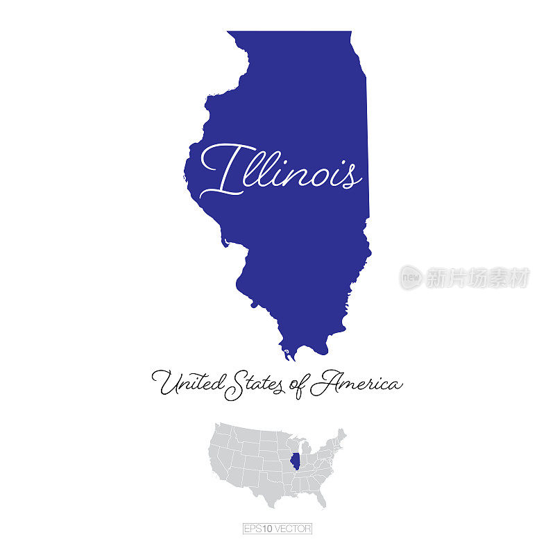 伊利诺斯州美国矢量地图插图