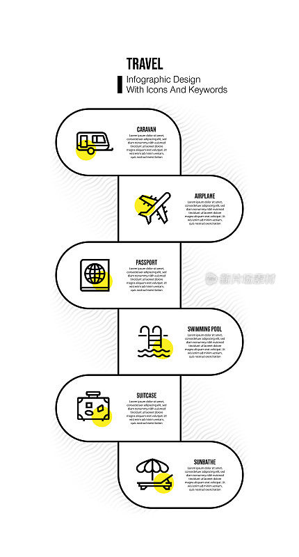 信息图表设计模板与旅游关键字和图标