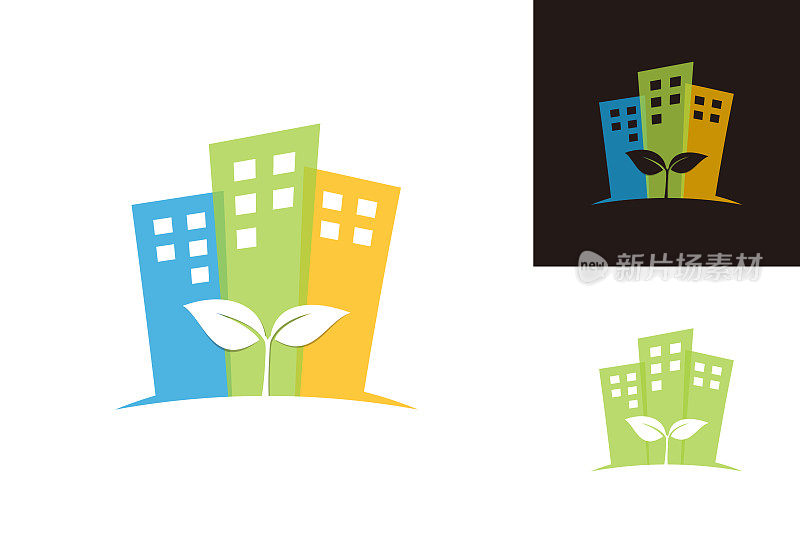 城市中部植物模板设计矢量、标志、设计概念、创意符号、图标