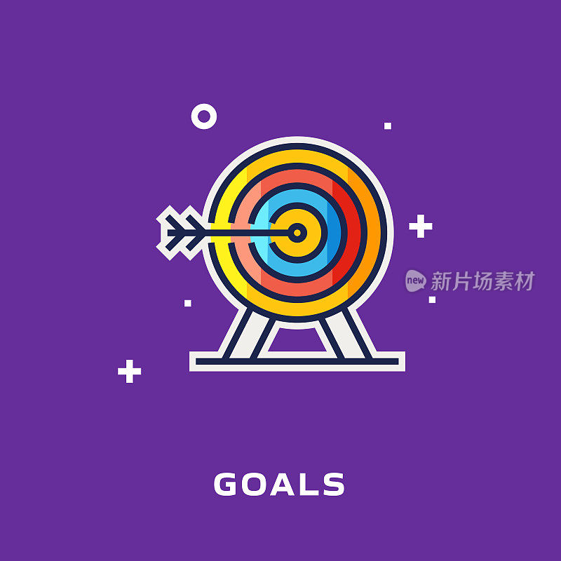 目标平线图标，轮廓矢量符号插图。