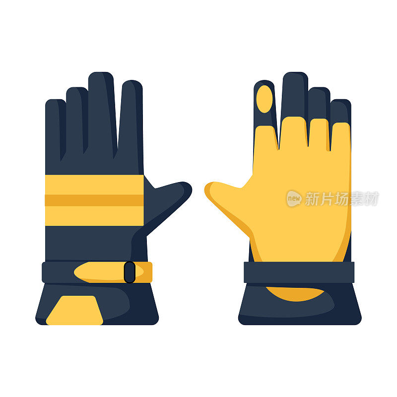 工作手套隔离在平面风格。园艺用黄手套。耐火材料的手保护。