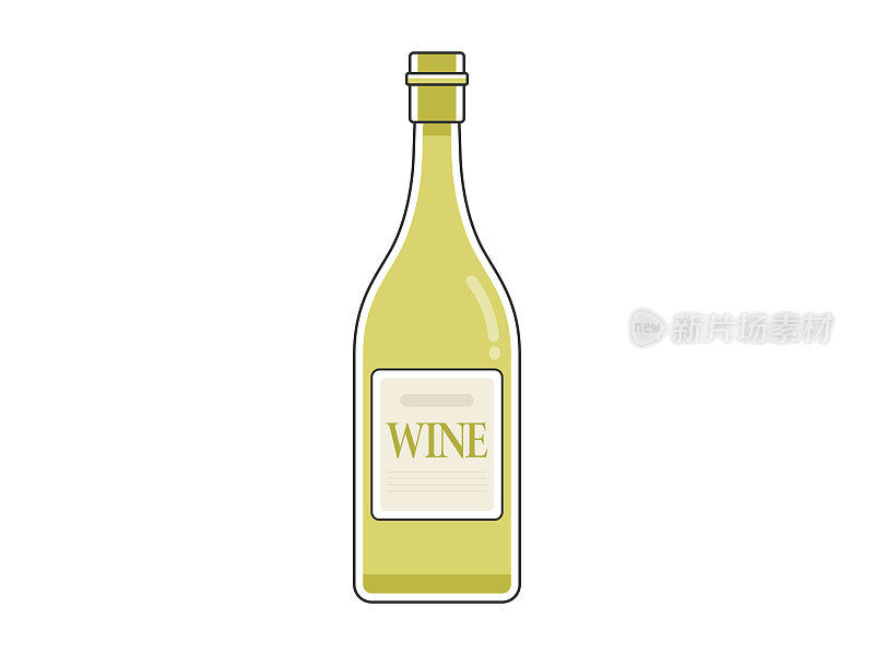 一瓶白葡萄酒的插图。