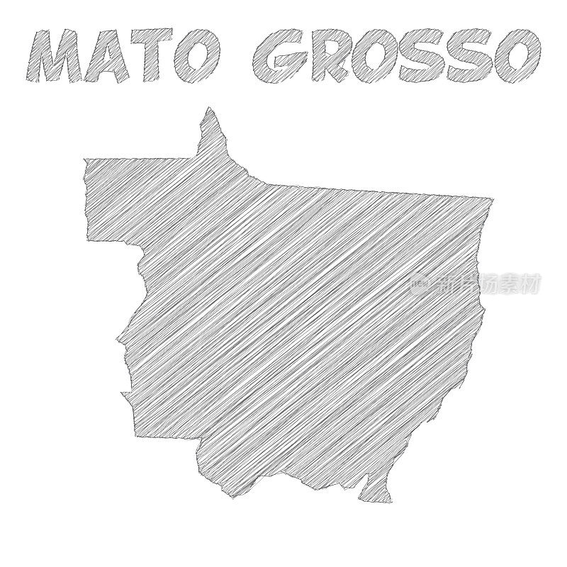 马托格罗索地图手绘在白色的背景