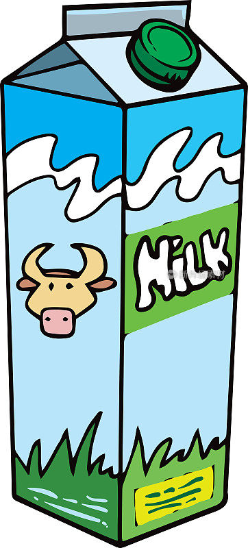 向量牛奶纸盒。乳制品产品说明。