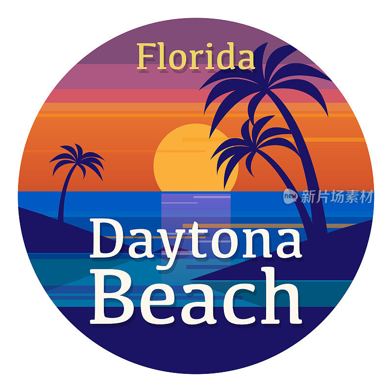 带有佛罗里达州代托纳海滩名称的邮票或徽章