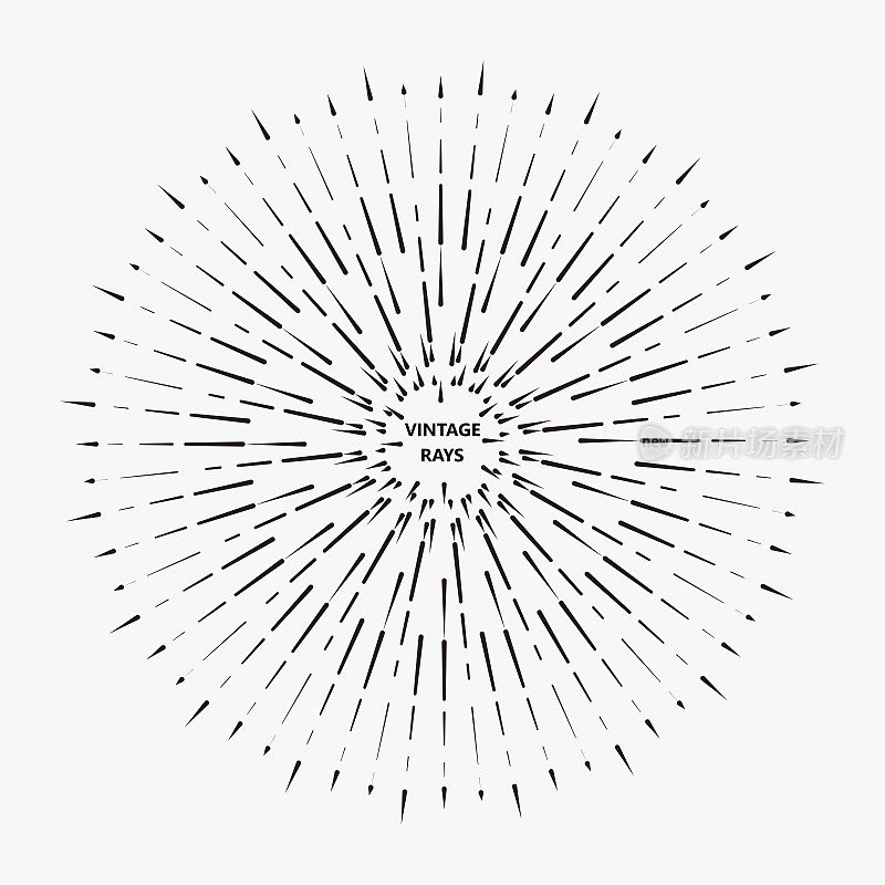 矢量极简主义辐射射线图案插图，抽象背景