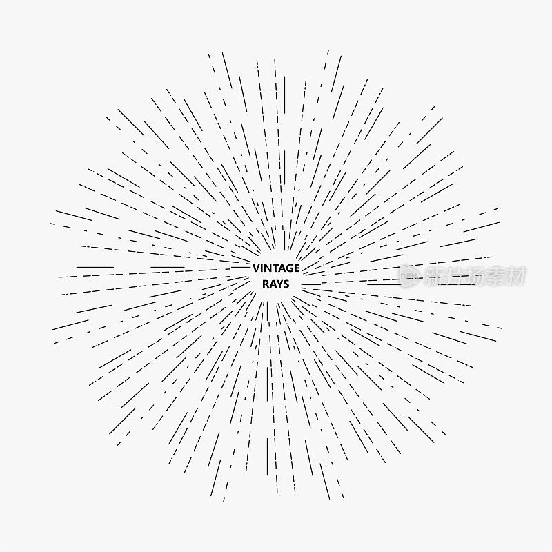 矢量极简主义辐射射线图案插图，抽象背景