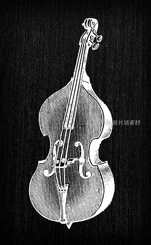 古色古香的法国版画插图:低音提琴