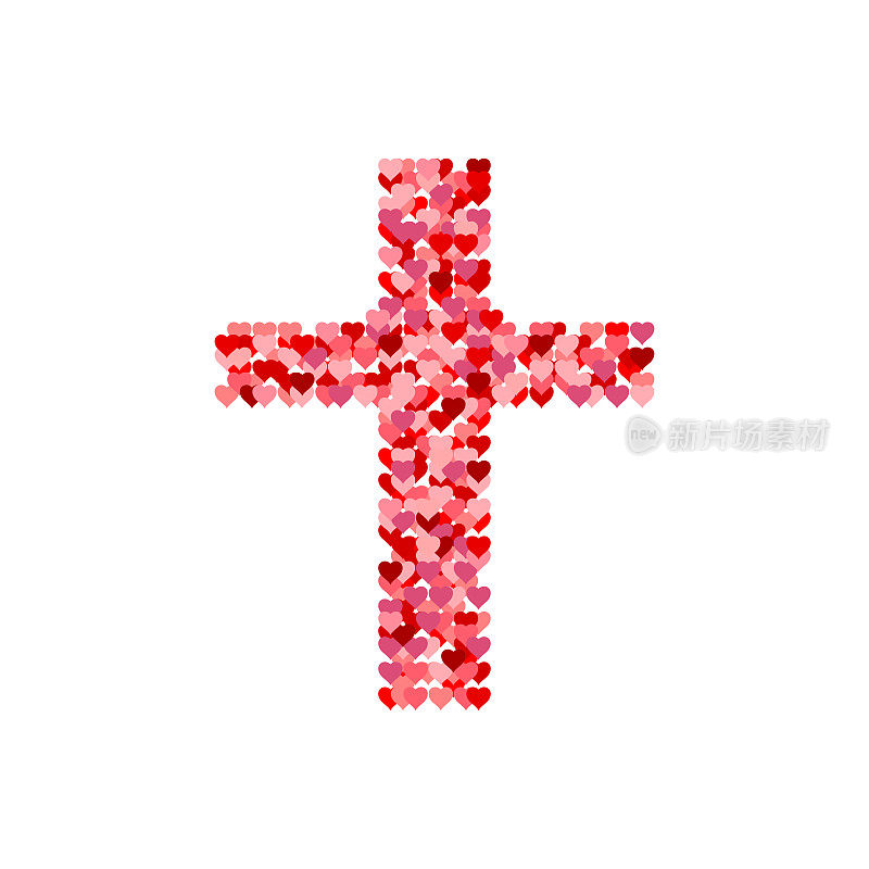 用心做成的基督十字架。扁平孤立的基督教插画
