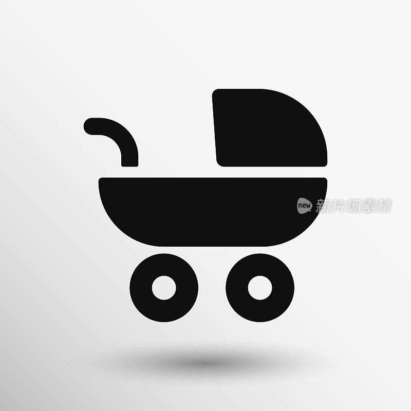 婴儿车图标，孕妇车轮插图出生的婴儿车