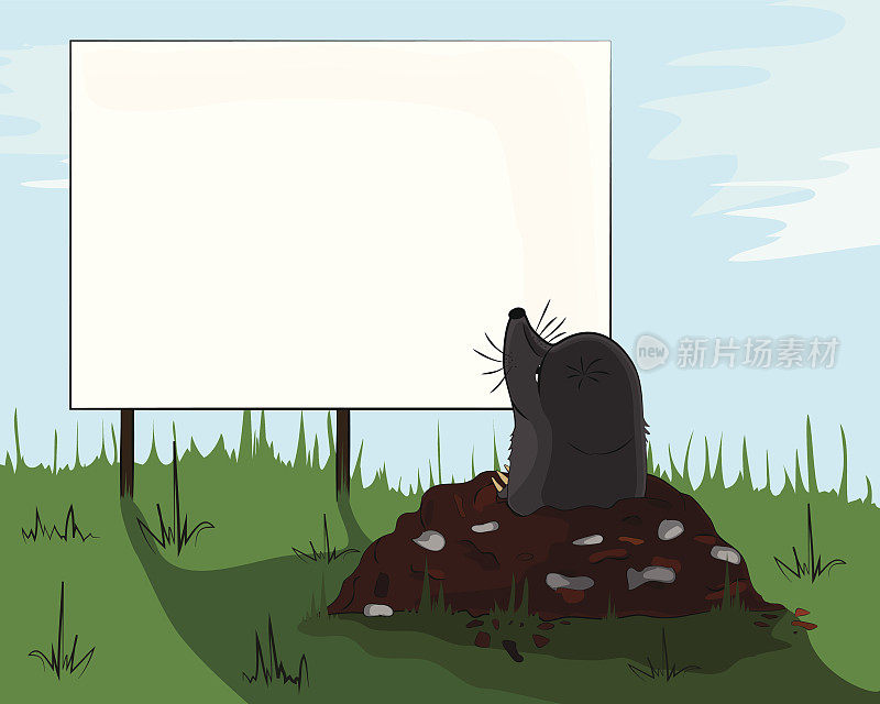 鼹鼠在看广告牌。