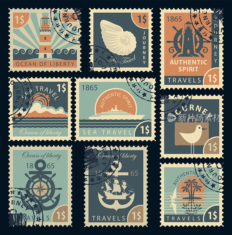 以海上旅行为主题的邮票