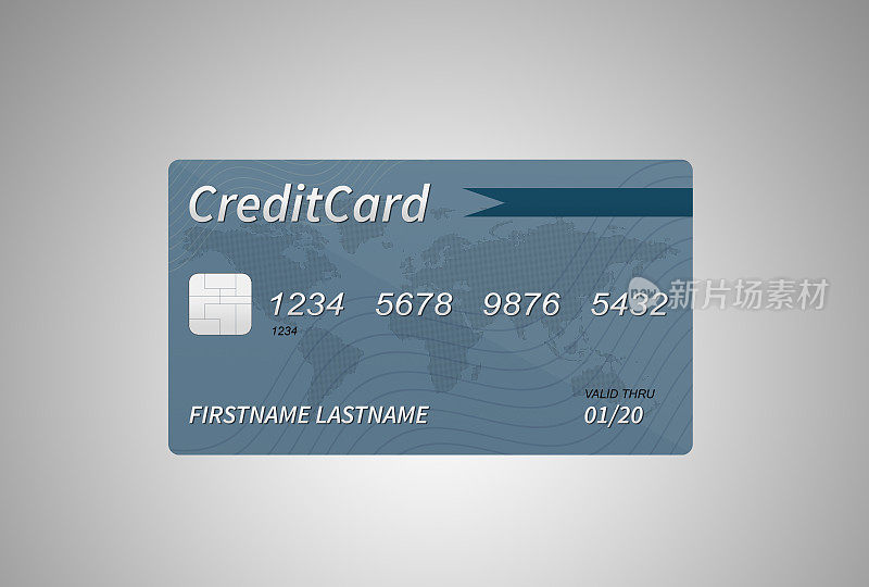 海军蓝信用卡，白色背景