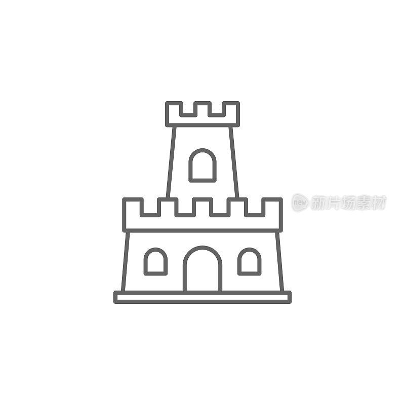 中世纪城堡图标。中世纪时期的图标元素。细线图标用于网站设计和开发，应用程序开发。溢价图标