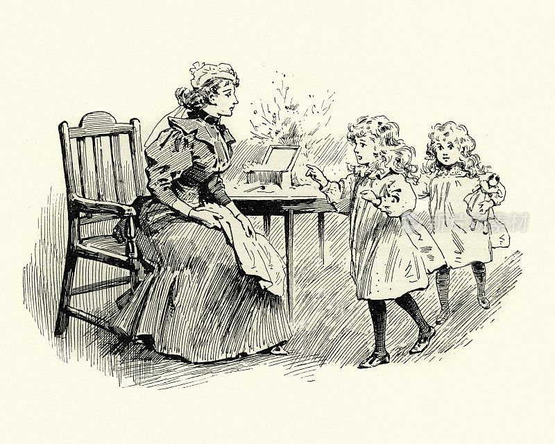 维多利亚时代的母亲和她的女儿,19世纪