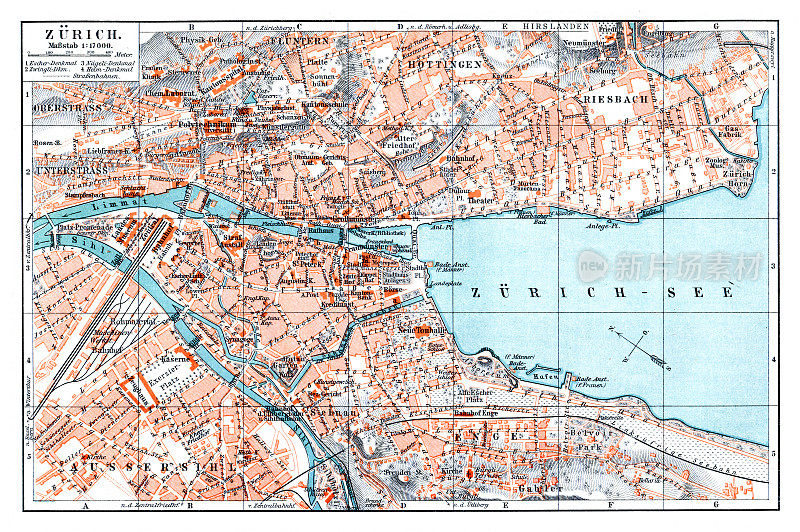 1897年瑞士城市苏黎世地图