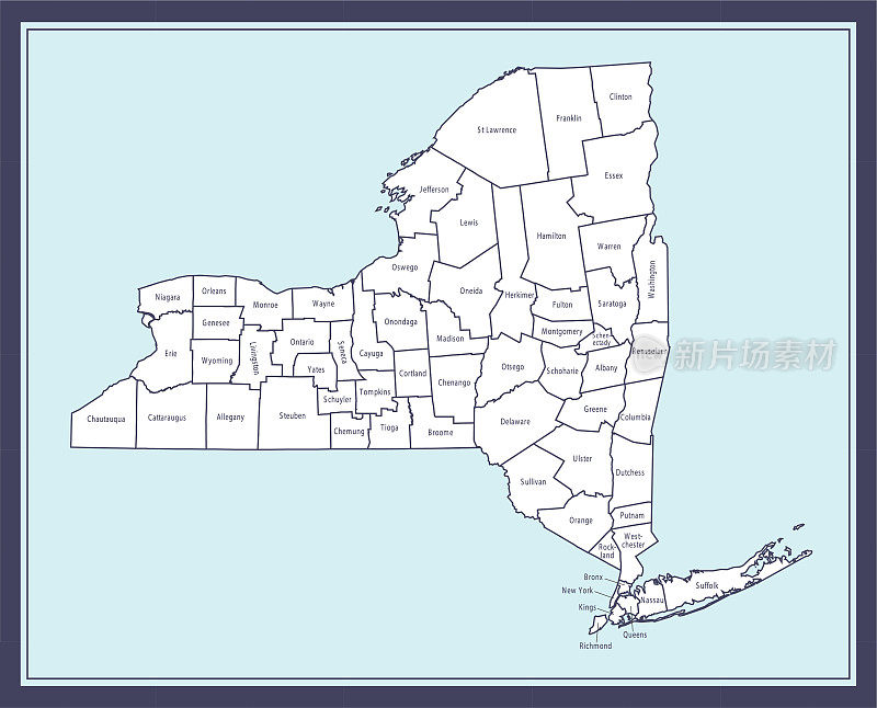 纽约各县地图可打印