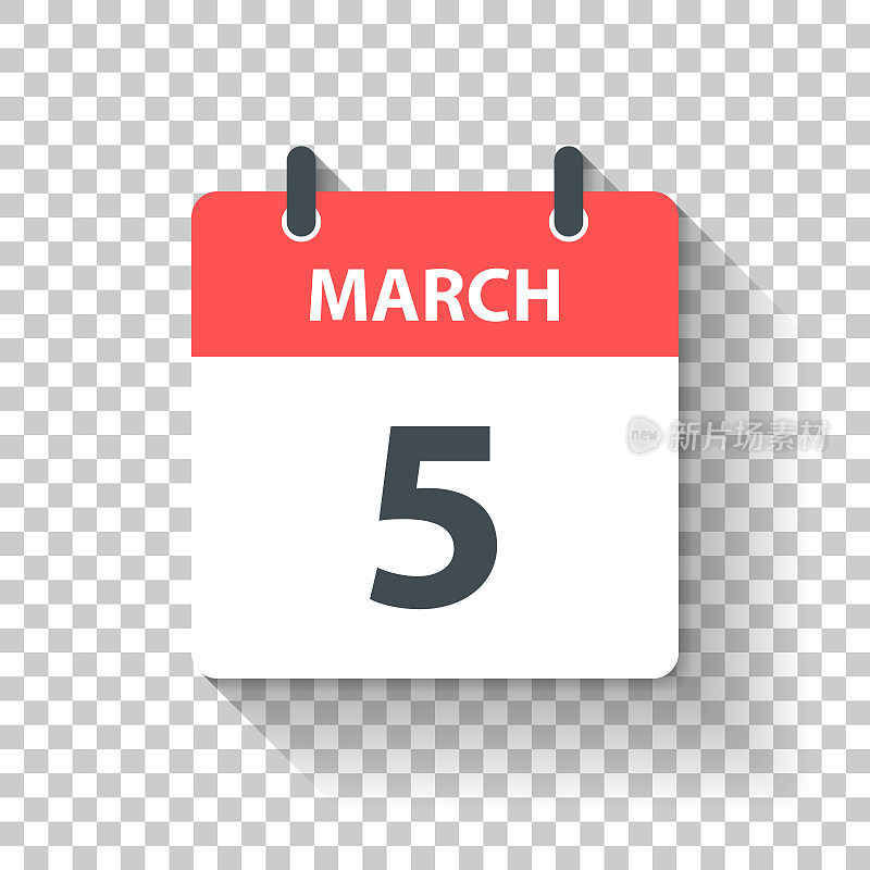 3月5日-日日历图标在平面设计风格