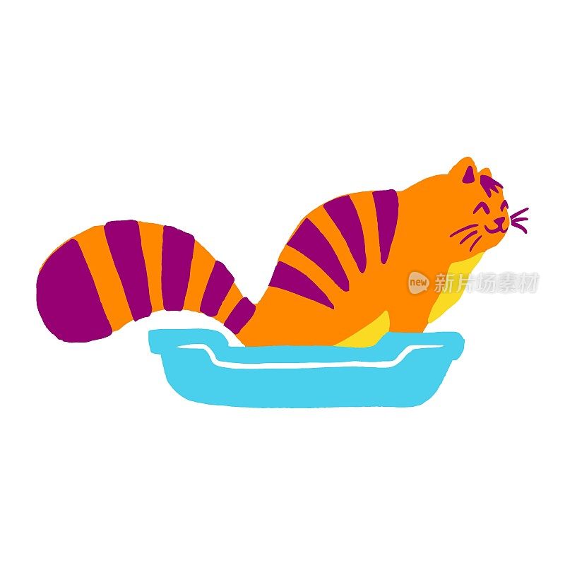 可爱的橙色虎斑猫在一个平面卡通风格。向量