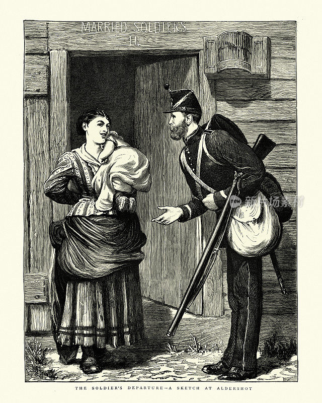 1870年代，一名英国士兵在奥尔德肖特撇下妻儿