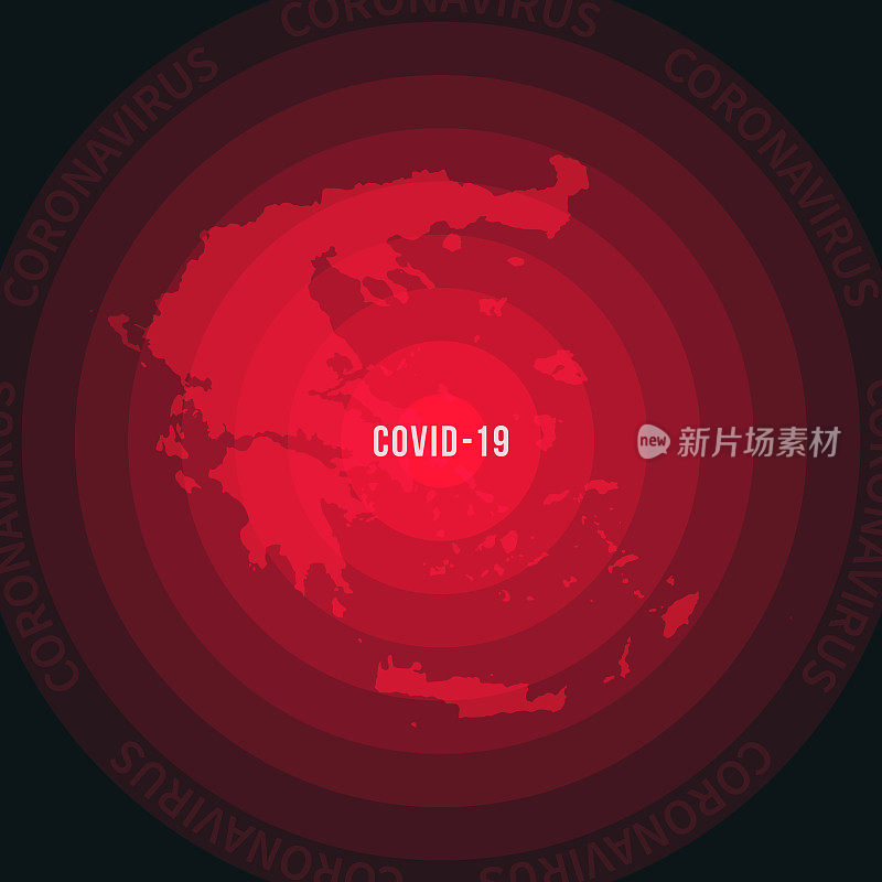 希腊与COVID-19传播的地图。冠状病毒爆发