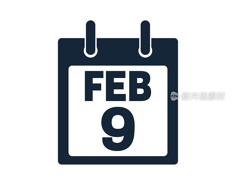 2月9日日历图标股票矢量插图