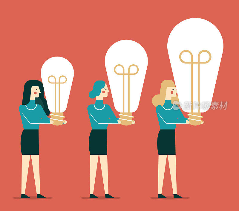 拿着灯泡的女商人