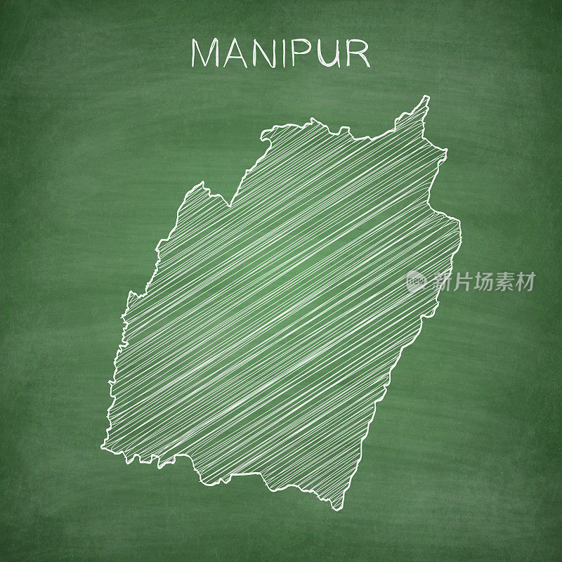 曼尼普尔地图画在黑板上-黑板