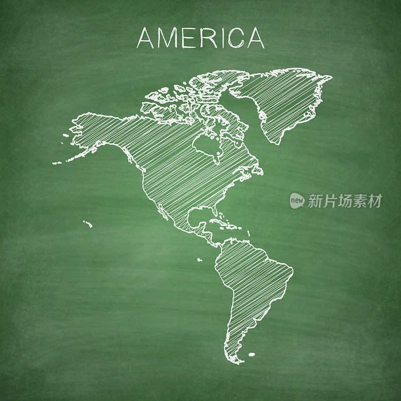 画在黑板上的美国地图-黑板