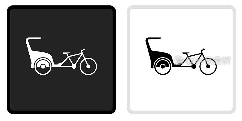 人力车自行车图标上的黑色按钮与白色翻转