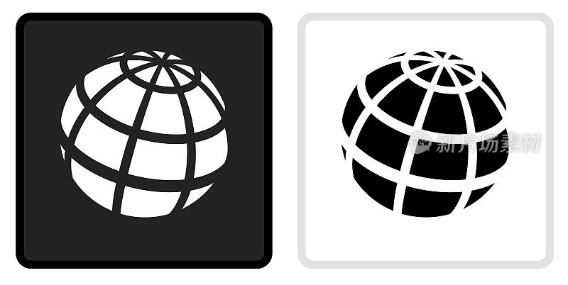 全球图标在黑色按钮与白色滚动