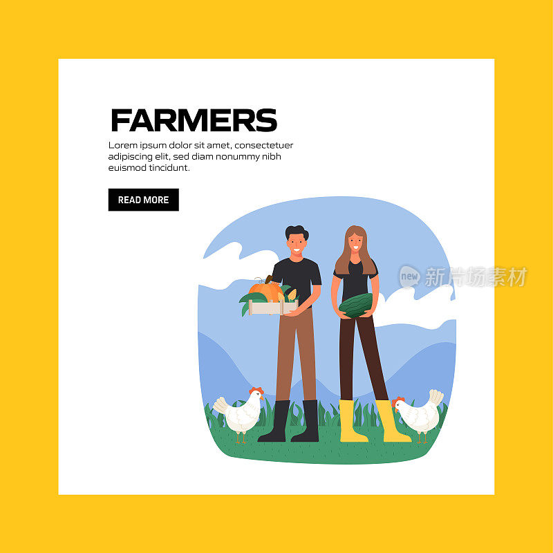 农民概念矢量插图网站横幅，广告和营销材料，在线广告，社交媒体营销等。