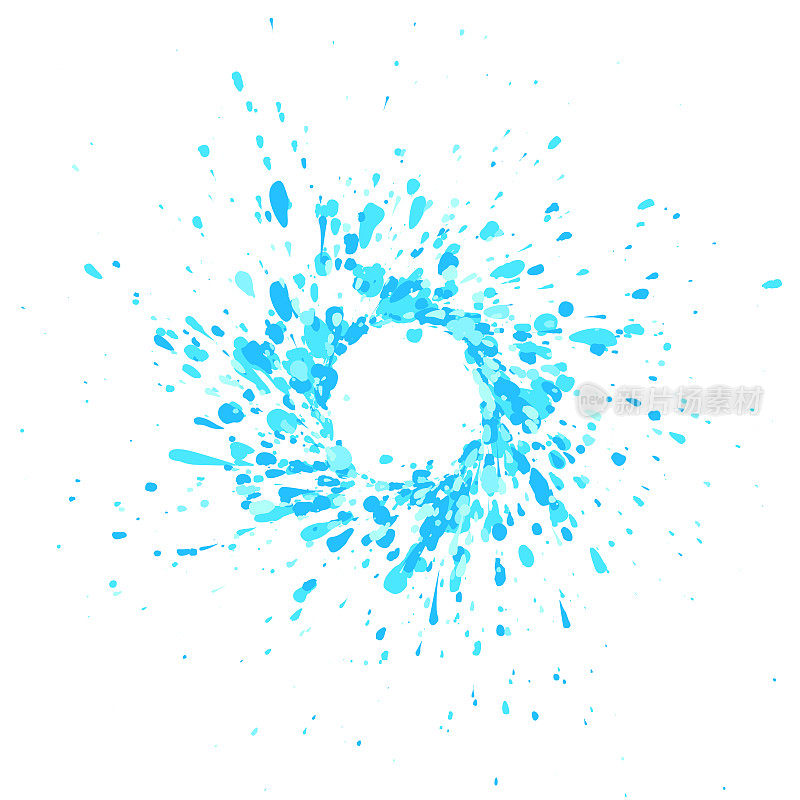 蓝色飞溅与空白的白色背景
