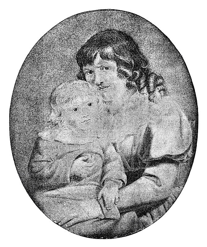 歌德的妻子，克里斯蒂安·冯·歌德和儿子奥古斯特·歌德