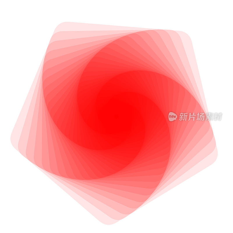红色,堆叠多个五边形的圆角