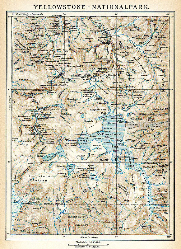 美国黄石国家公园地图1895年