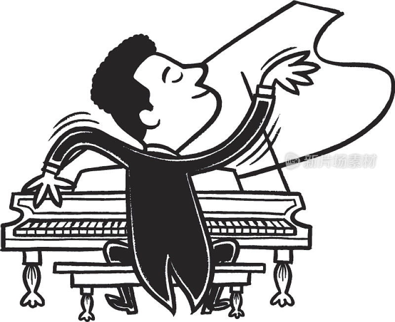 钢琴家弹钢琴的插图