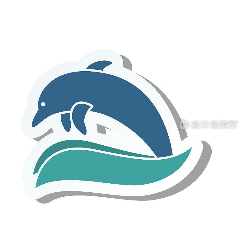 可爱的夏季图标在一个透明的基地-海豚股票插图