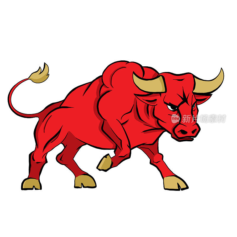红牛标志设计。愤怒的公牛字符