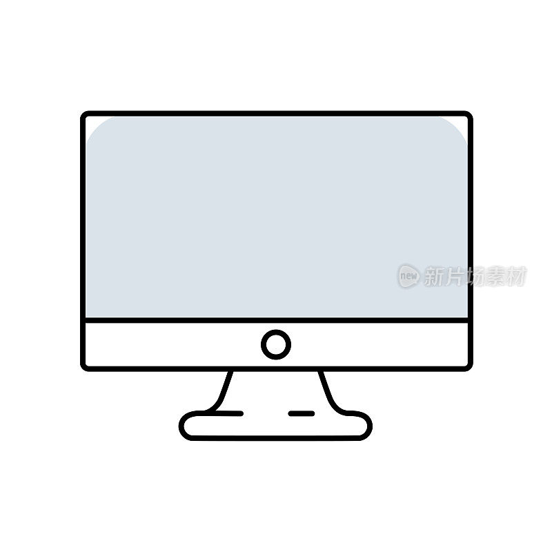电脑显示器图标。平的宽屏。向量。