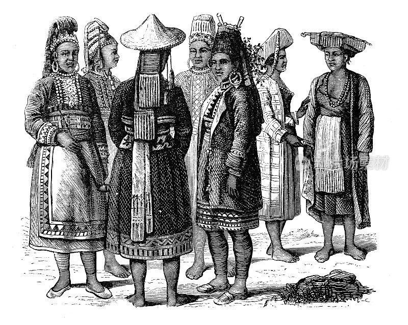 古董插图,民族志和土著文化:东亚,中国