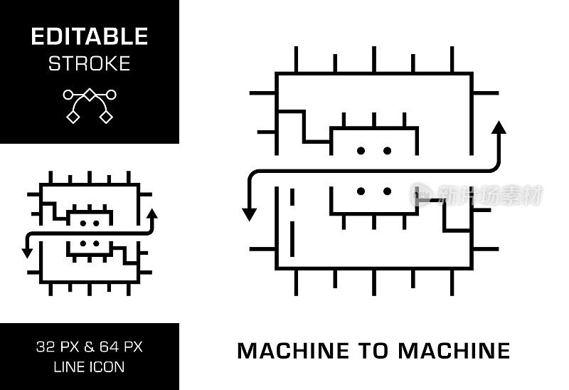 机对机可编辑的笔画线图标设计