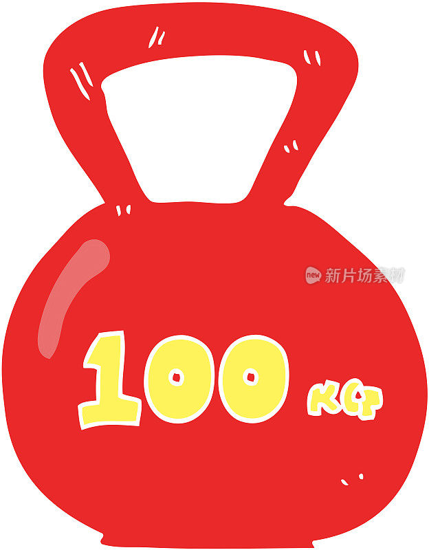 100公斤水壶铃重量的平面彩色插图