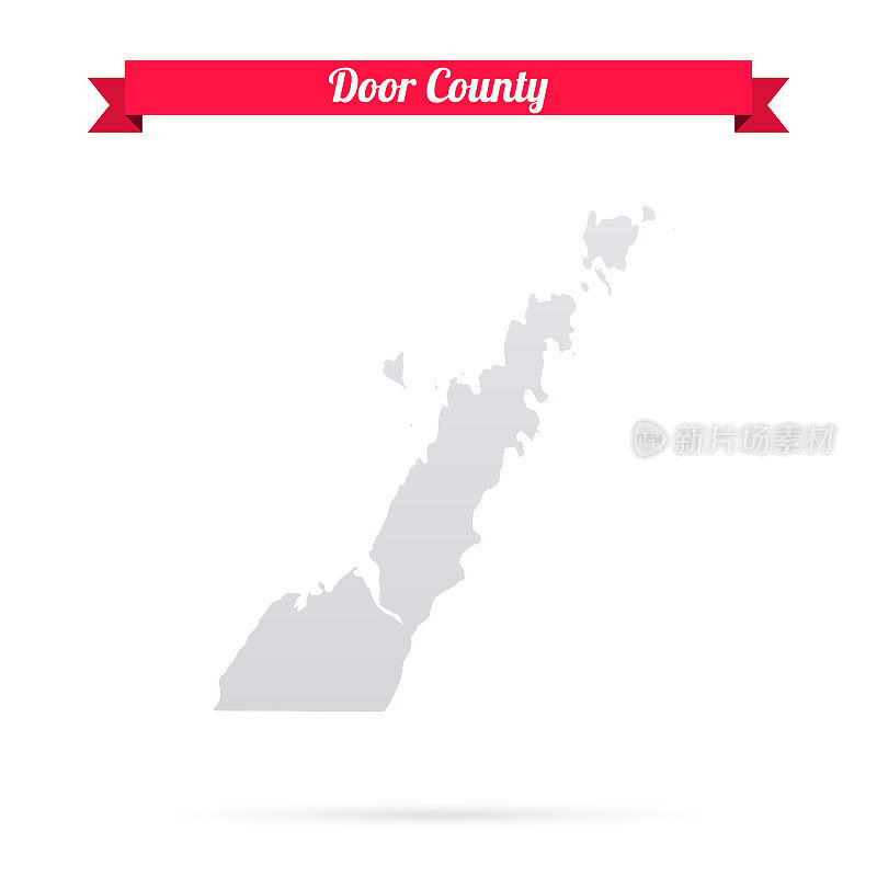 威斯康辛州门县。白底红旗地图