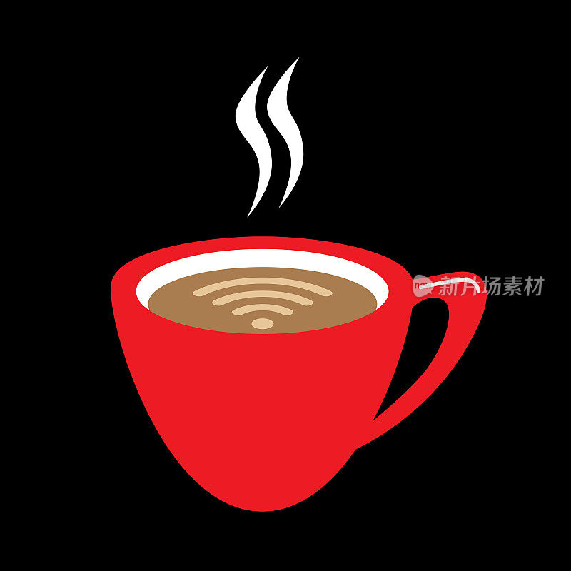 红色Wifi咖啡杯图标